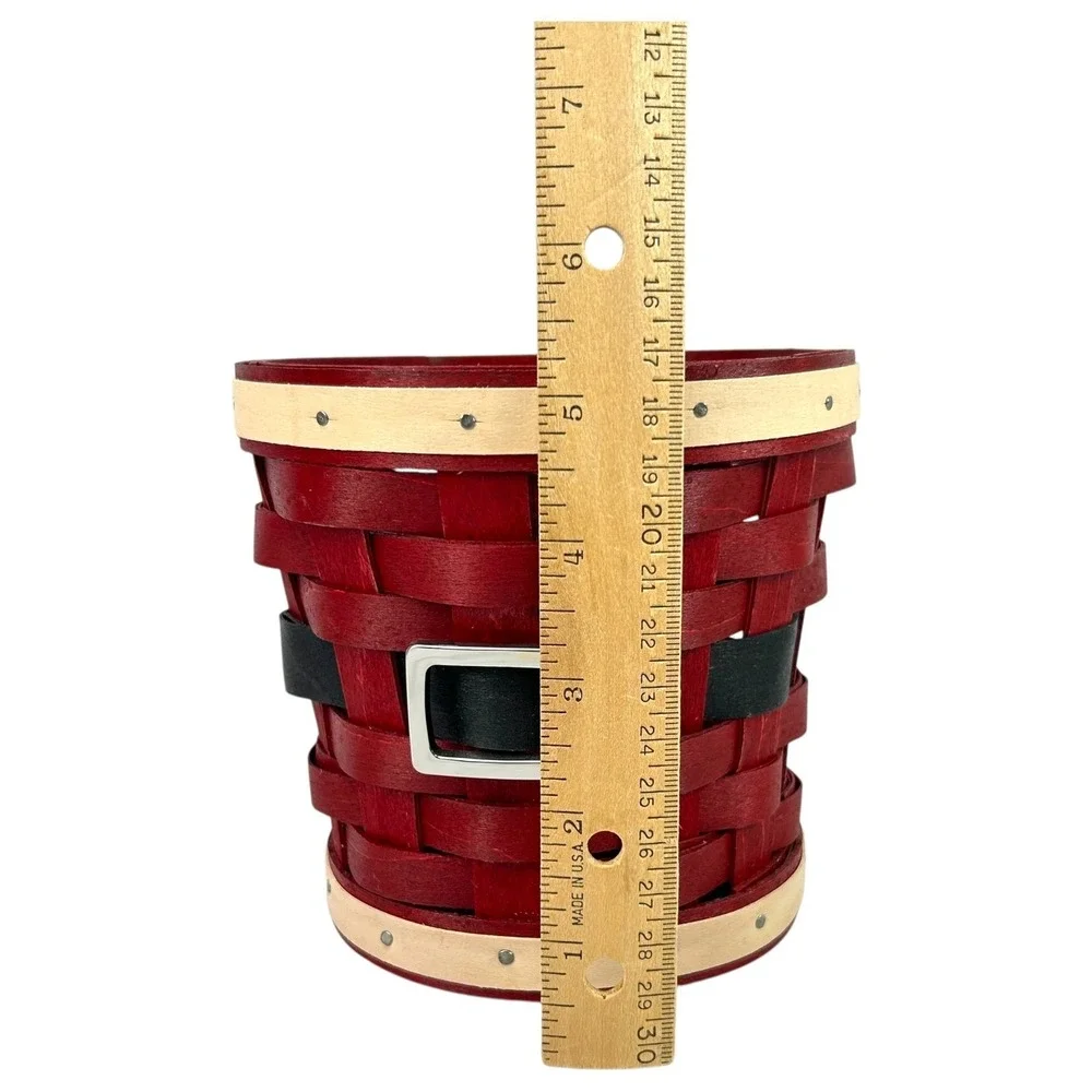 Longaberger SANTA BELLY BABY Basket 2015 with Tag Red Black White